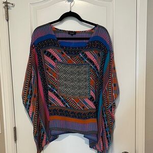 Tolani Multicolor Geometric Silk scarf Top